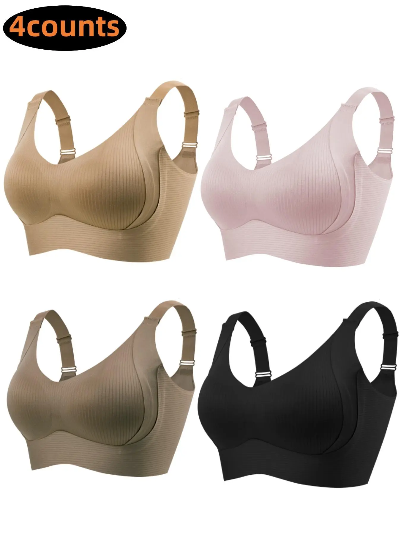 Women's Solid Wireless Bra, Soft Comfortable Breathable Bra for Daily Wear, Women's Lingerie for All Seasons