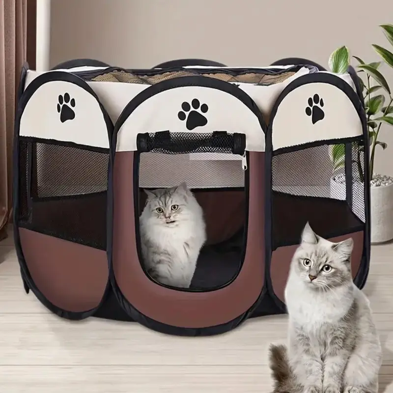 Portable Mesh Pet Gaming Cage, Waterproof Pet Playpens, Foldable Pet Cages for Small Dogs & Cats 1