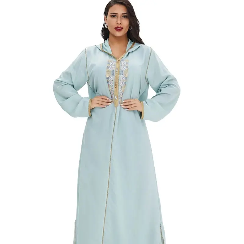 Hot sales loose Muslim dresses standard hooded embroidery long dresses women Daily dresses
