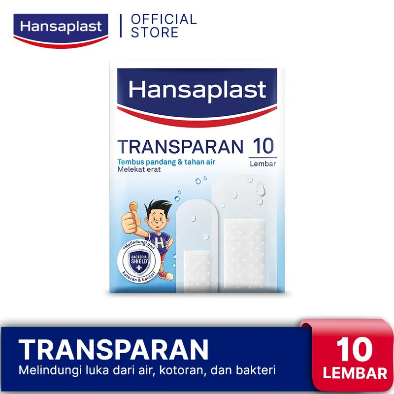 HANSAPLAST Plester Transparan Tahan Air Transparent isi 10 P3K Bening - Tembus pandang 0