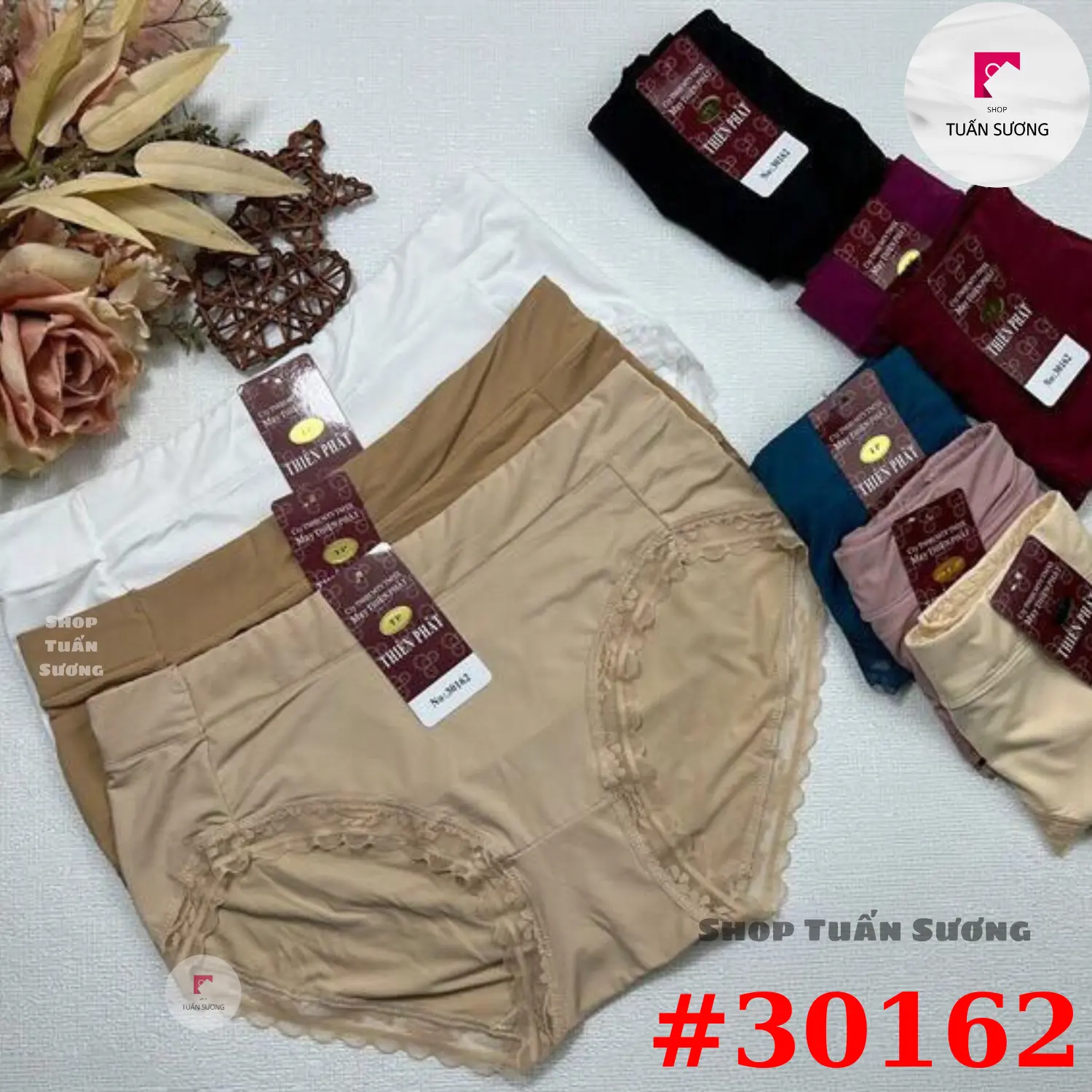 Set 5-10 Quần Lót Nữ, Mã 30162, Chất Thun Lạnh Cao Cấp, Lưng Cao Ôm Bụng, Phối Ren Ống, Co Giãn Thỏa Mái, Siêu Mềm Mịn. - Tết  Women