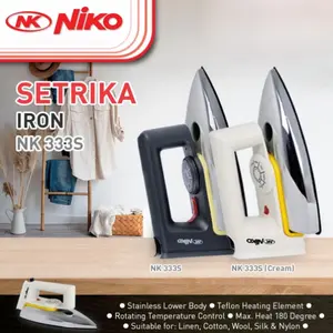 Setrika Listrik Niko NK 333 S / NK-333 S - Setrika Murah Bagus Berkualitas HITAM - CREAM