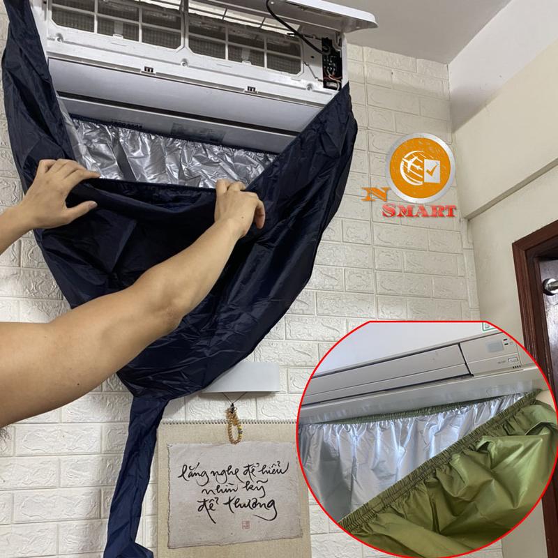 Túi vệ sinh điều hòa - vải dù cao cấp dài 3-5 mét miệng rộng 1.7m-2.1m - Áo bạt trùm rửa vệ sinh máy lạnh