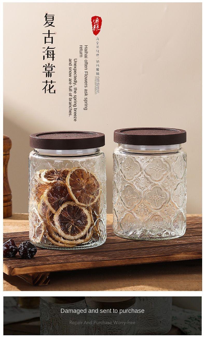 Product Introduction of Glass sealed jar,Food grade snack nut storage jar, household storage jar, tea storage jar 1
