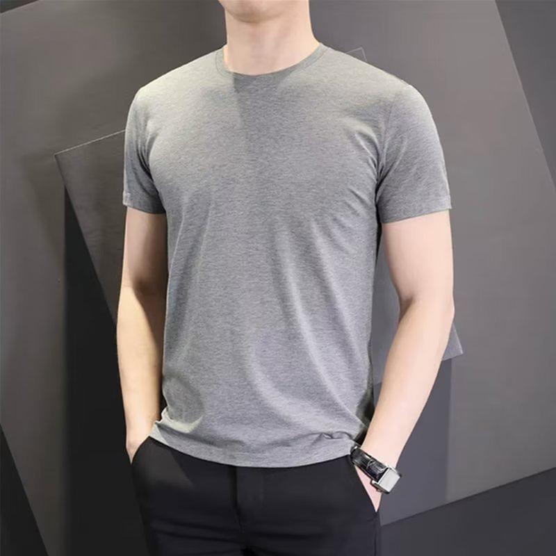 Áo Thun Mùa Hè Cho Nam, Màu Trơn Cổ Tròn, Tay Ngắn, Mềm Mại Và Thoáng Khí, Dáng Ôm, Áo Áo Chui Đầu, Thích Hợp Cho Thể Thao Và Công Sở Thường Ngày Áo Công Sở Cho Nam Jean Kem Menswear Màu Đen 6