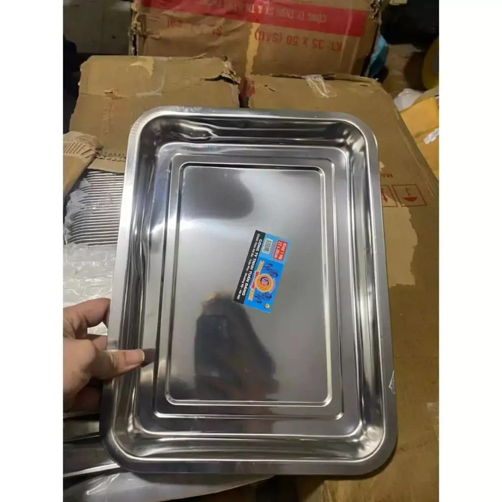 Bộ khay inox 4 kích cỡ 35X50 27X36 30X40 22X32 sâu 2 cm