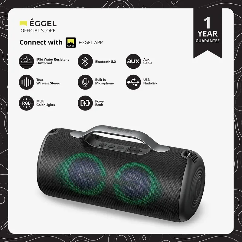 Eggel Elite XL 2S Waterproof Portable Bluetooth Speaker with