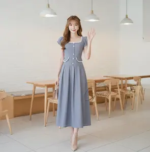 SH | [READY]  Dress Qamar Maxi Daily Dress Knit Waffle Tanpa Lengan Style Wanita Casual Simple
