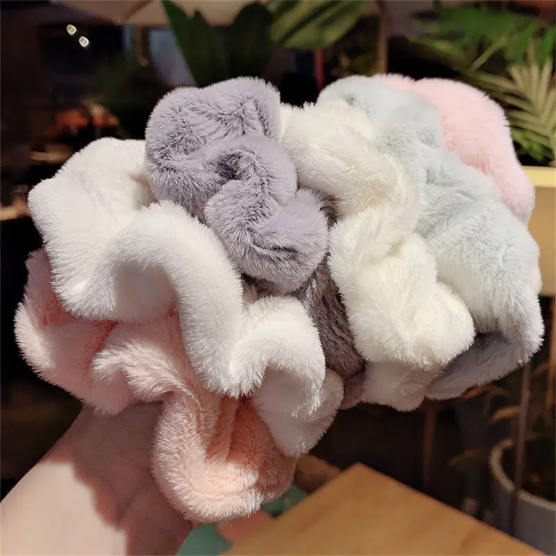 Scrunchies Ruột Lợn Nhồi Bông Thích Hợp Cho Mùa Thu Và Mùa Đông, Dây Buộc Tóc Lông Dễ Phối Đồ Mới Của Người Nổi Tiếng Trên Internet, Dây Cao Su, Dành Cho Nữ, Có Nắp Da, Phụ Kiện Đội Đầu 8