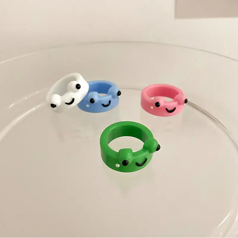 Nhẫn Ếch, Thiết Kế Vui Nhộn, Màu Pastel, Phong Cách Hoạt Hình, Phụ Kiện Trang Sức Dễ Thương, Thích Hợp Làm Quà Tặng Bạn Gái 6
