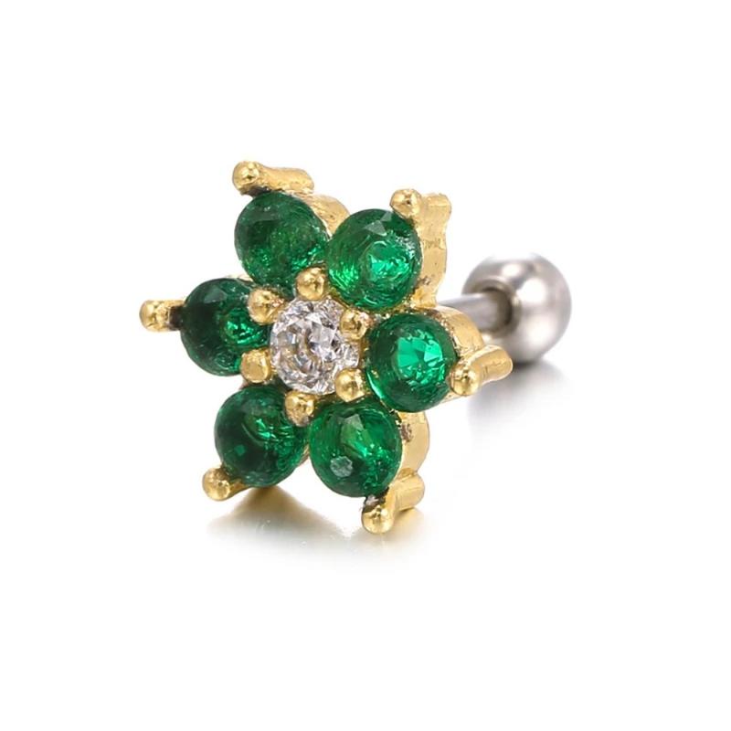 Product Introduction of High Quality Minimal Crystal Flower Ear Studs Earrings Women Simple Gold Color Tiny Piercing Earrings New Arrival 2024 New 4