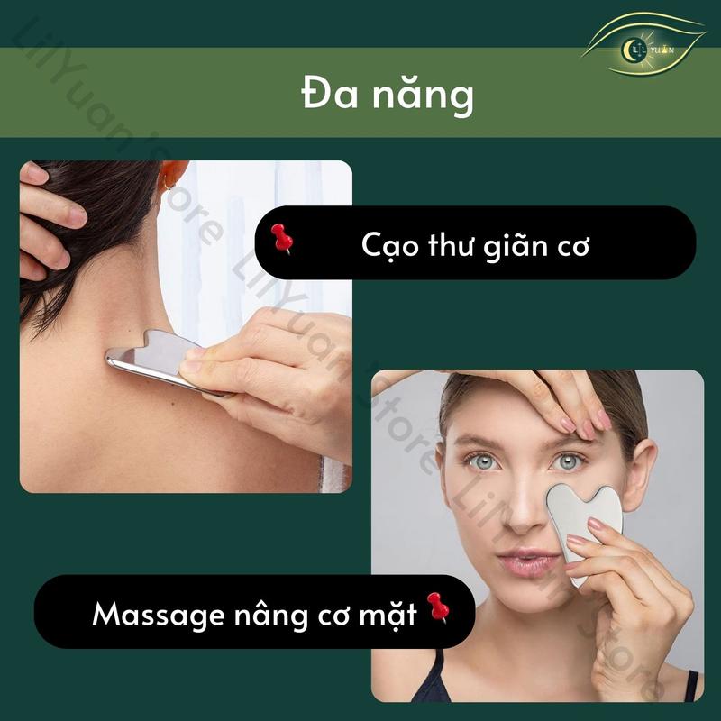 Product Introduction of [Tặng Dầu Massage] Đồ Cạo Cơ Mát Xa Kèm Túi Đựng Nâng Cơ Mặt Chống Lão Hóa Guasha Thép Không Gỉ LilYuan'Store 20
