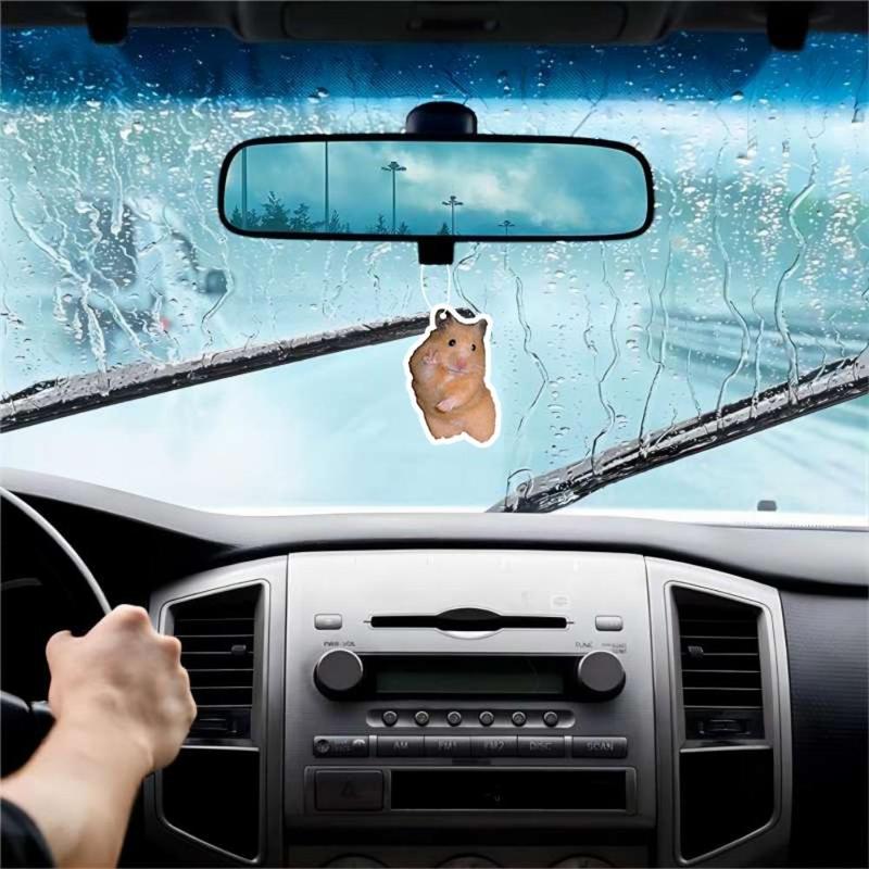 Product Introduction of Cute Hamster Design Car Air Freshener Ornament, Car Rear-view Mirror Hanging Aromatherapy Tablet Decoration, Car Interior Decoration Accessories 3