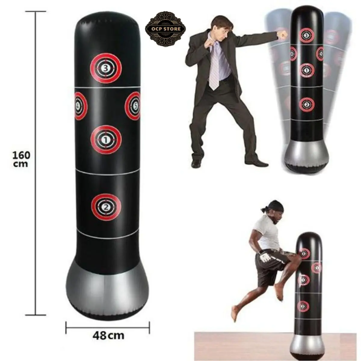 Bao Trụ Đấm Bốc Cân Bằng cho người lớn trẻ em, Cao Su Nam Đồng 120-160cm Bi bao đấm boxing đã nhồi sẵng