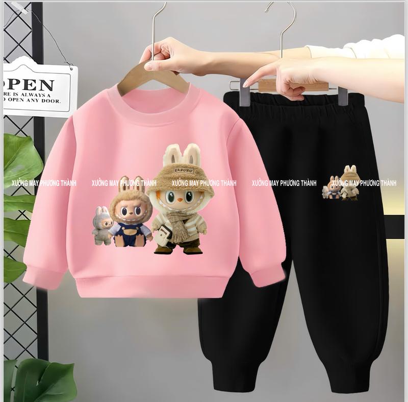 Bộ quần áo LABUBU Set bộ LABUBU chất nỉ bông dày dặn mềm mịn cho bé trai bé gái từ 6-30kg