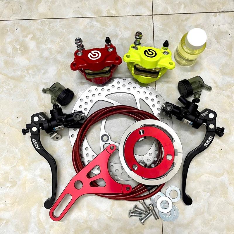 tặng dầu Combo bộ độ phanh đĩa sau chuyển cơ qua đĩa và sẵn bản đĩa kèm tay phanh Flunado tặng ốc và long đen tặng dầu khi mua kèm tay phanh Phụ Tùng