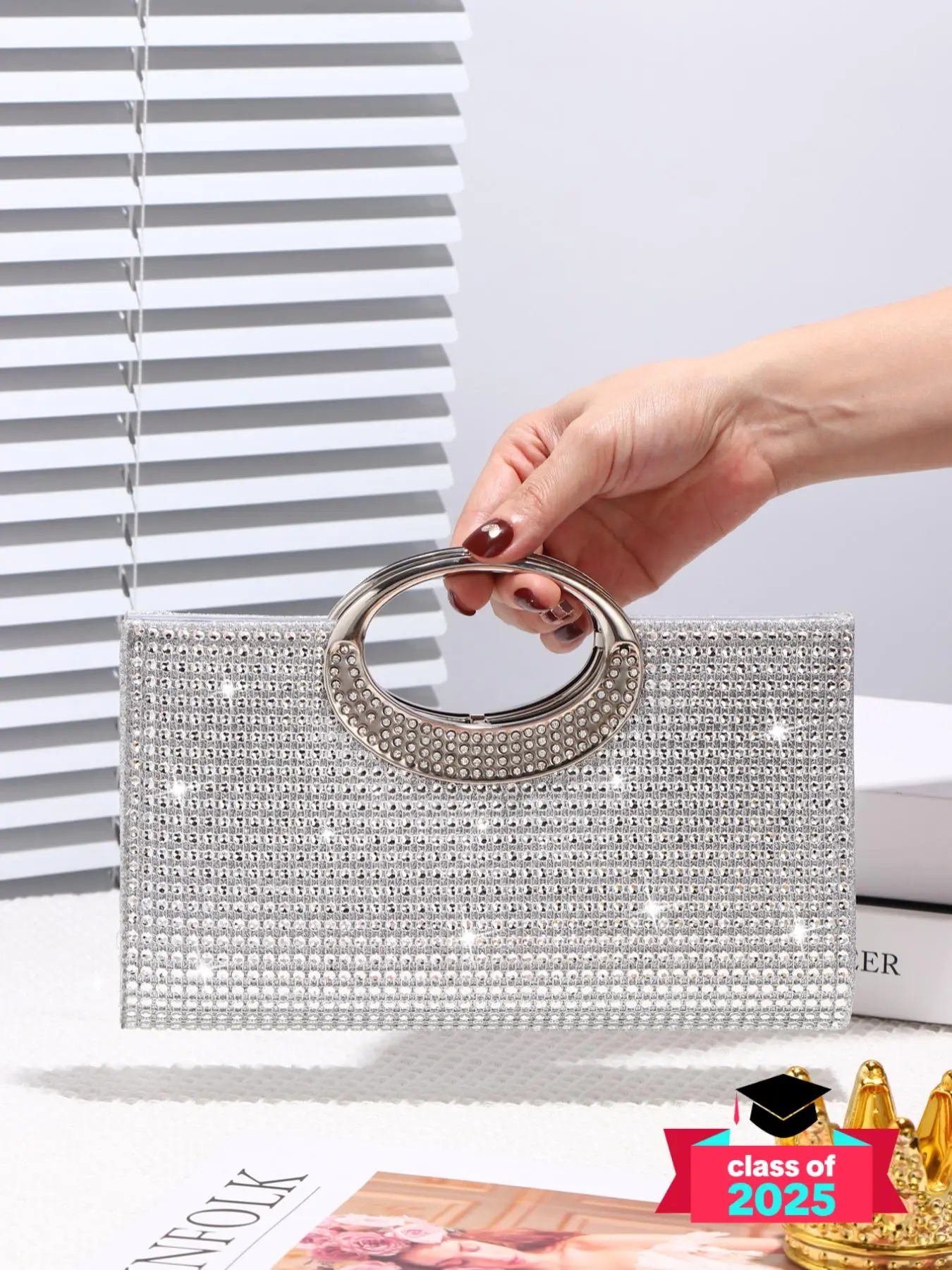 Rhinestone Decorated Evening Bag, Elegant Shining Luxurious Handbag for Party, Banquet, Fashion All-match Evening Bag for Women