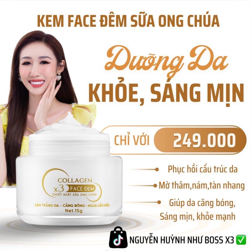  FACE ĐÊM SỮA ONG CHÚA  Kem Dưỡng Da Ban Đêm - ĐÔNG ANH COLLAGEN X3 NGUYỄN HUỲNH NHƯ Nữ  Làm Đẹp Da Skincare Dưỡng Ẩm Da Kem Face Chăm Sóc Da 