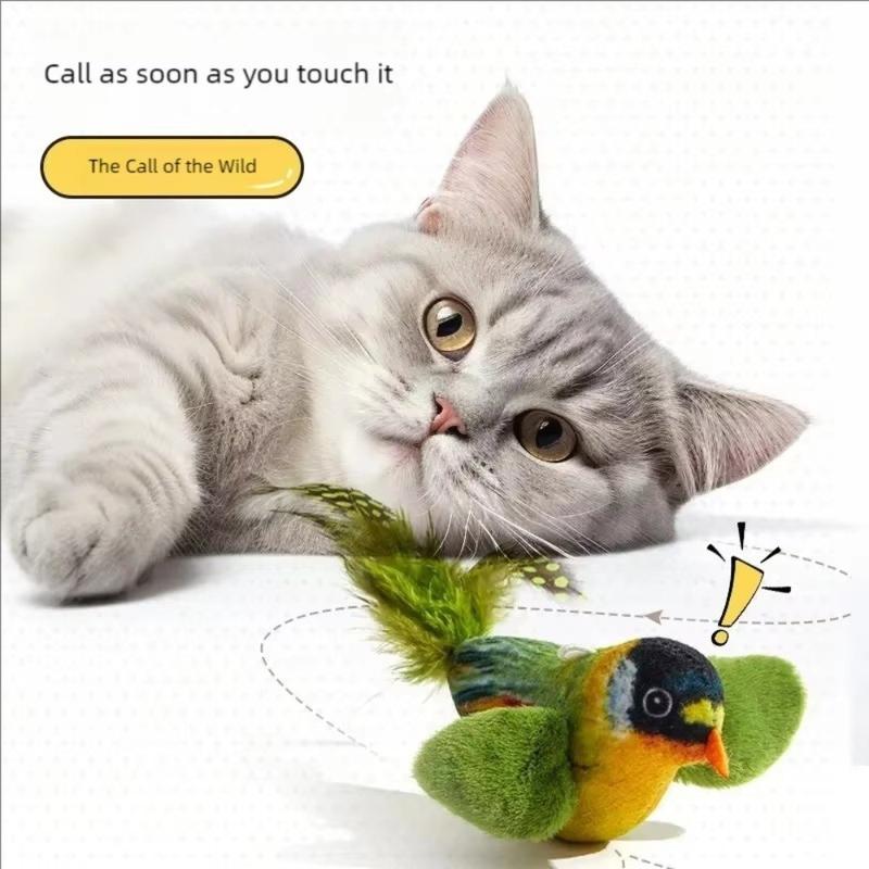Sáng tạo Đồ nhồi bông Đồ chơi mèo chim bay Tiếng hót sống động Hình con chim Đồ chơi tương tác cho mèo mô phỏng chim Tự giải trí Đồ chơi mèo âm thanh chim thực tế cho đồ dùng cho mèo