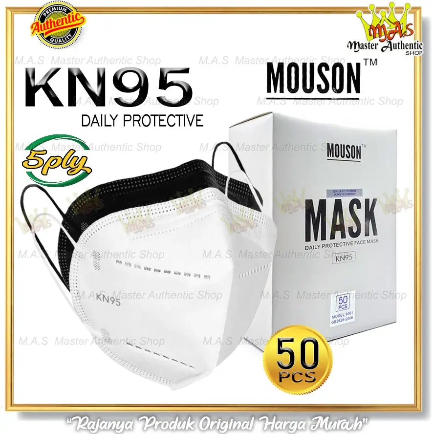 50PCS MASKER KN95 MOUSON 5PLY MASKER PREMIUM
