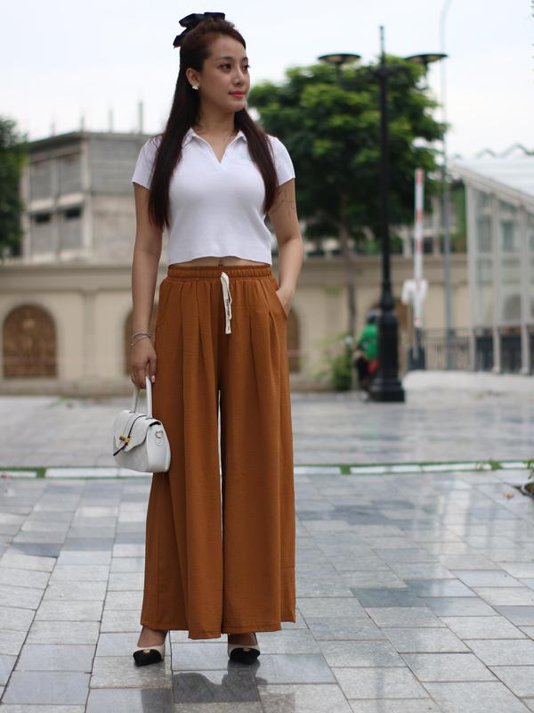 [GIÁ TẬN XƯỞNG] [ FREE SHIP] Quần dài ống rộng dáng váy lưng thun mềm chất đũi MỀM MÁT có  bigsize ống cực rộng MÃ Q008 2