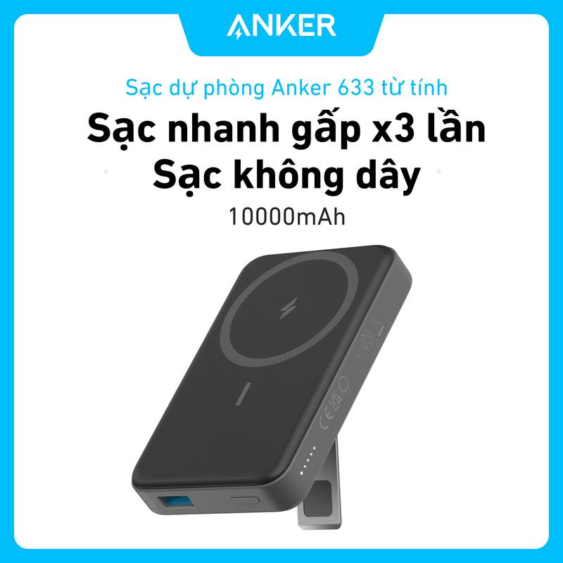 Bộ sạc di động không dây gập lại ANKER Pin từ tính 633 - USB-C 20W - 10.000mAh - iPhone 15 15 Plus 15 Pro 15 Pro Max iPhone 14 14 Pro 14 Pro Max 13 12 Series - Phụ kiện Pin dự phòng-A1641