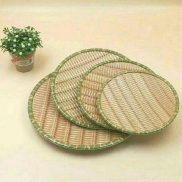 [HÀNG DÀY] Đĩa phíp giả mây tre đan nhựa giả mây mẹt tre tròn cao cấp đủ size có chân đế để hoa quả bún mẹt