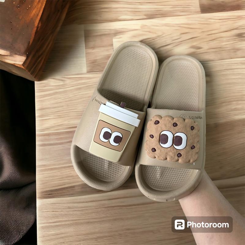 Dép bánh mì nữ quai ngang girl phố đi mưa du lịch tắm biển nâng đế 5cm sticker trà sữa,labubu học sinh giá rẻ DéP Slipper