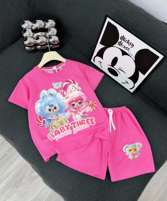 Bộ Đồ Cộc Tay BabyThree Mùa Hè, Chất Liệu Cotton Thoáng Mát Cho Bé Gái 9-42 kg 0