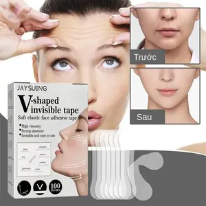 ⭐️ISI 100 PATCHES⭐️ Stiker Wajah Anti Kerut / Sticker Garis Wajah / Alat Penarik Wajah / Untuk Dagu Mata Dan Leher / V-Shaped Invisible Tape Instant Face Lift Tape