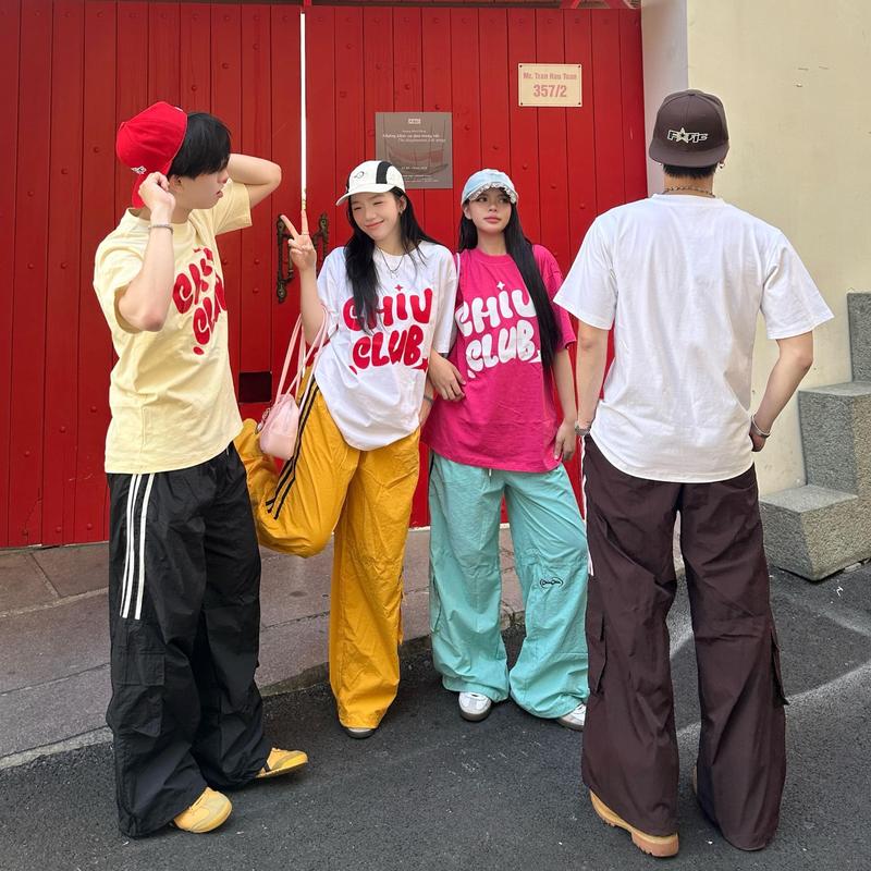 [ XẢ LẺ SIZE ] Quần gió túi hộp thêu logo ChiuChiu Nhiều Màu Trẻ Trung Dáng Thụng Ống Rộng Nam Nữ Unisex Menswear Nhung