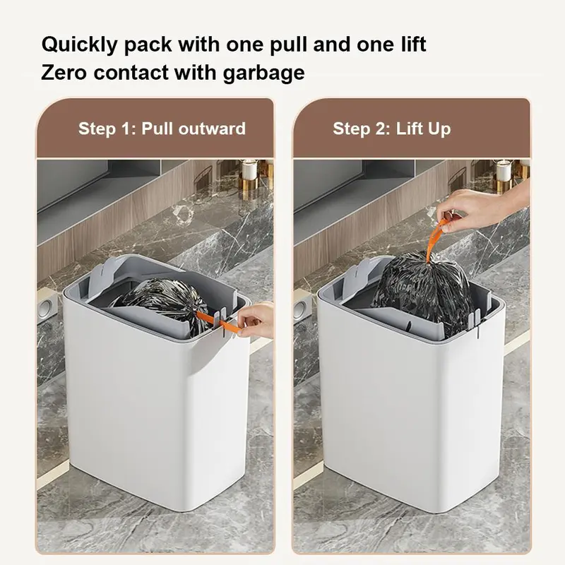 14L Automatic Sensor Trash Can, Rechargeable Smart Trash Can with 2 Counts Hook & 20pcs Garbage Bag, Suitable for Office Home Bedroom Living Room Kitchen Bathroom 6