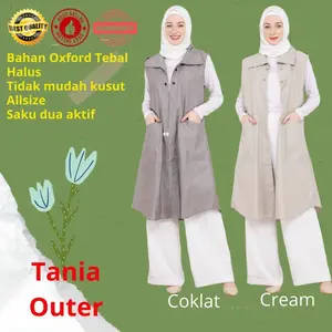 OUTER ROMPI VEST PANJANG ATASAN WANITA MUSLIMAH BAHAN OXFORD TEBAL HALUS TANIA BISA COD
