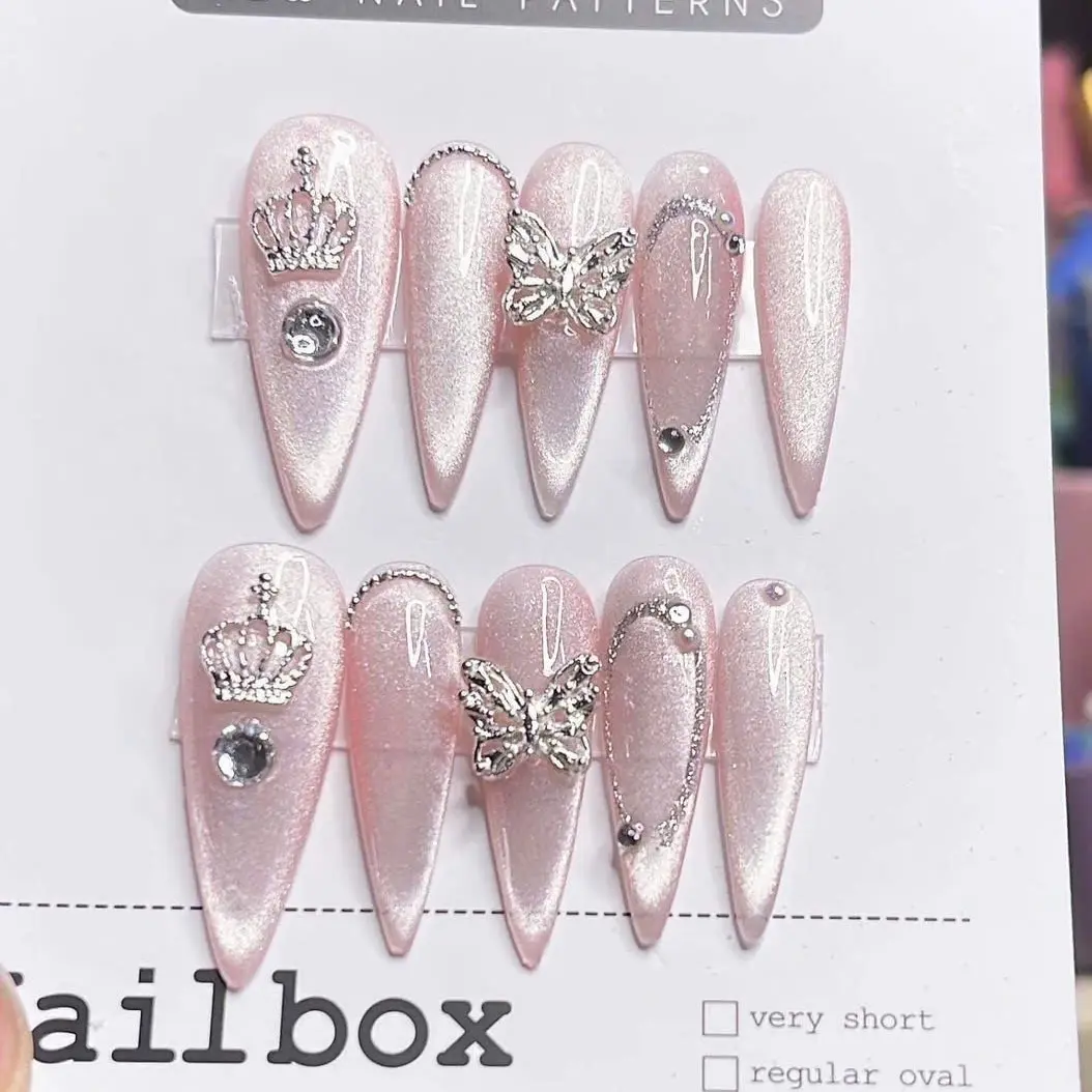 (T-29)nailbook thiết kế móng nhọn thạch hồng đẩy mắt mèo by chichi nailbox m5