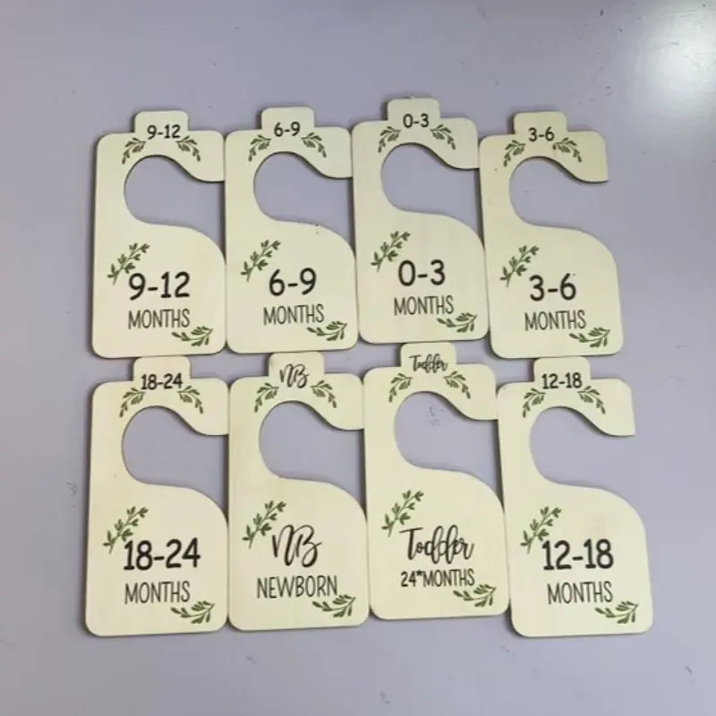 Summer Wooden Baby Milestone Design Closet Divider, 8pcs/set Double Sided Print Baby Clothes Hanger Divider for Baby Girls Boys Nursery Decor, Baby Closet Organizers from Newborn to 24 Months, Organizing 6