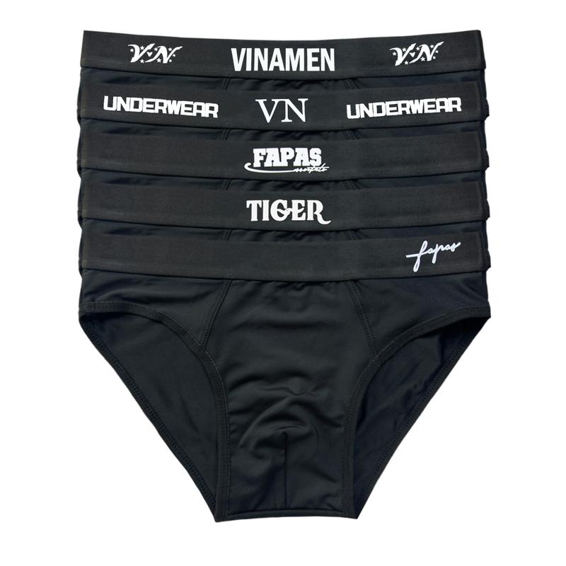 Set 5 quần sịp nam màu đen thun lạnh, quần lót nam nhiều mẫu đa dạng co dãn thoải mái, đồ lót nam thấm hút tốt, quần sịp Menswear thoáng mát Quần Boxer Boxer 1