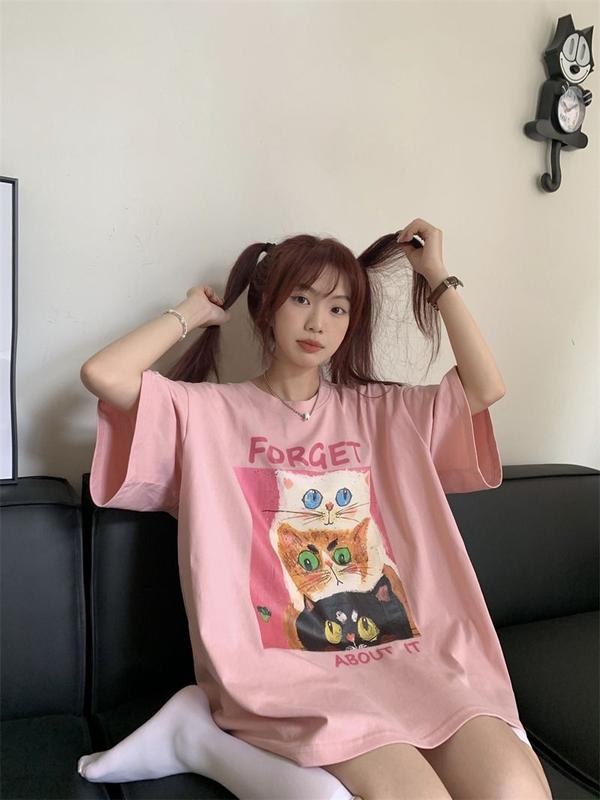 Product Introduction of GgFashion Áo Thun Nữ Phong Cách Hàn Quốc Rộng Cổ Tròn Dễ Thương Màu Hồng Phù Hợp Với Mọi Kích Cỡ Trong Mùa Hè. Top 20
