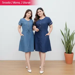 BEST SELLER! Dress Jeans Wanita Cantik Jumbo dan All Size bahan Jeans Washed Premium 591 - EC86
