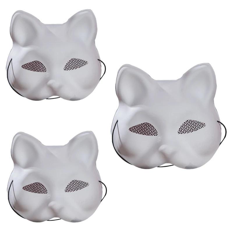 Product Introduction of Cats Face Costume Mask Hand Paint Paper Mask with Acrylic Paint and Paint Brush for Halloween Cosplay Party Kid Birthday 30