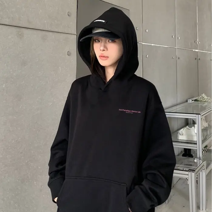 Áo hoodie nữ form rộng dày dặn vải nỉ chân cua HDD1640 Miucho in basic 3