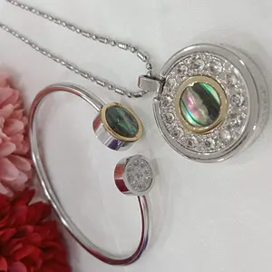 1 SET KALUNG DAN GELANG TITANIUM BULAT PELANGI [ BAYAR DI TEMPAT ] batu jewellery Stone