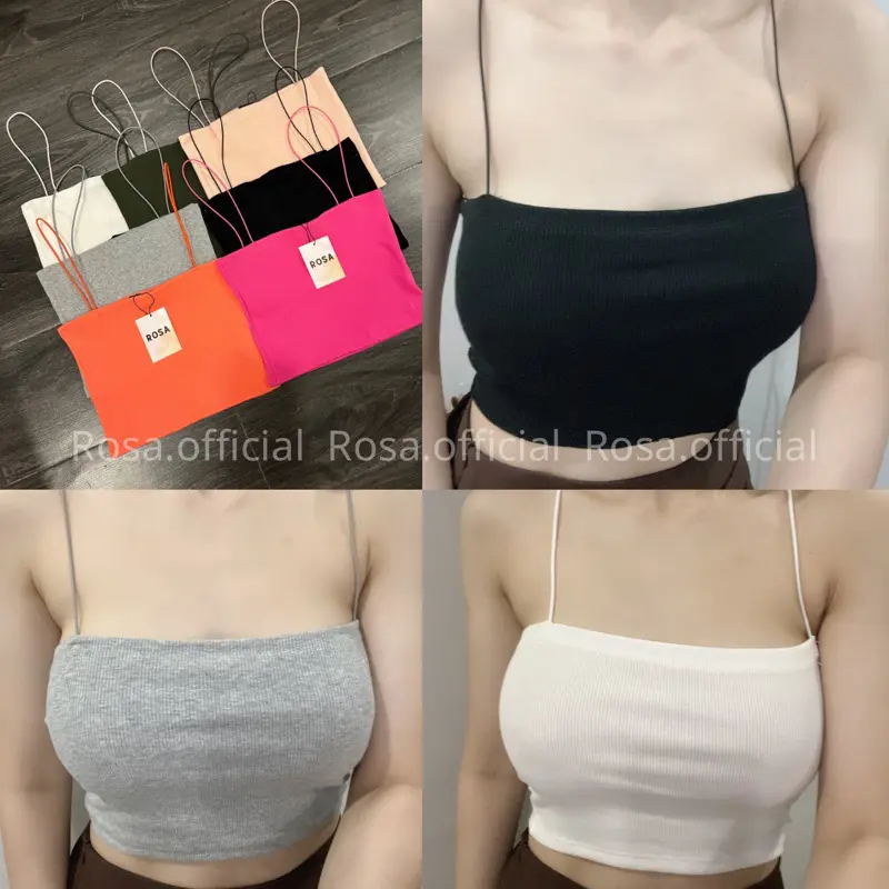 Áo 2 dây nữ croptop thun gân Rosa