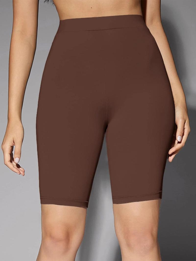 Product Introduction of Women's Solid Color Short Sleeve Tee & High Waist Skinny Shorts Set, Summer Clothes Women, Casual Round Neck T-shirt & Tight Shorts 3