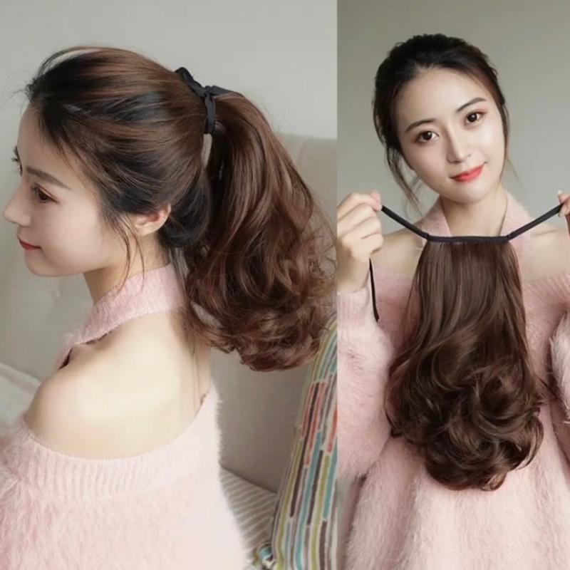  Tóc cột xoăn 35cm chất liệu tơ cao cấp tóc giả nữ 