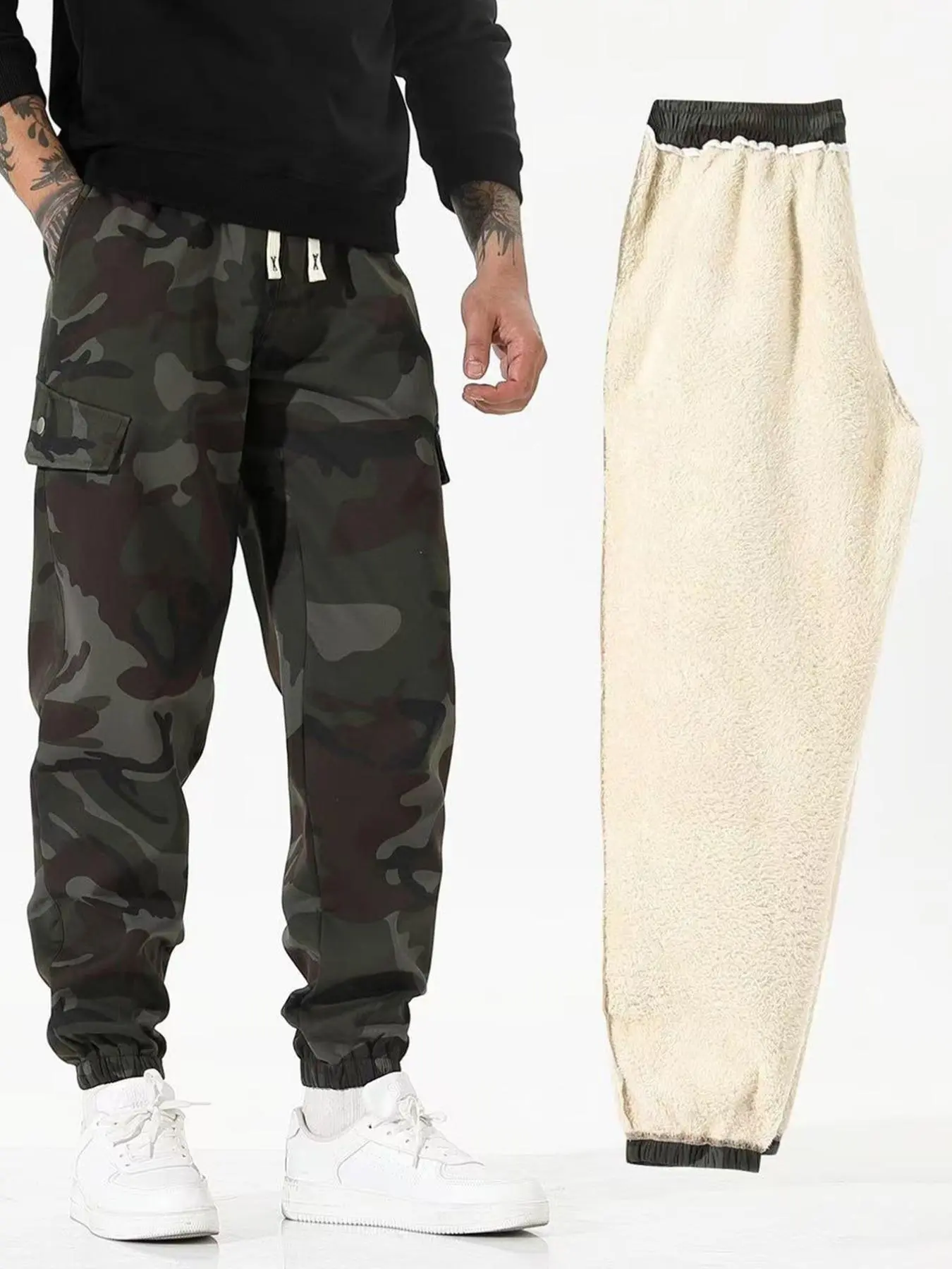 Men's Camo Print Drawstring Waist Jogger Pants, 2024 New Style Regular Fit Casual Pocket Trousers for Fall & Winter, Men's Bottoms for Daily Wear, Pants for Men