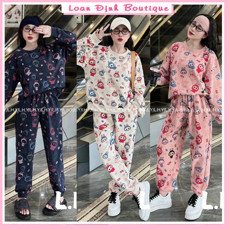 Set Bộ Thụng Hình Gấu Labubu Áo Quần Áo Dài Tay Thu Đông Cá Tính Dày Đẹp Chất Liệu Umi Dễ Mặc By Loan Định Boutique LD056