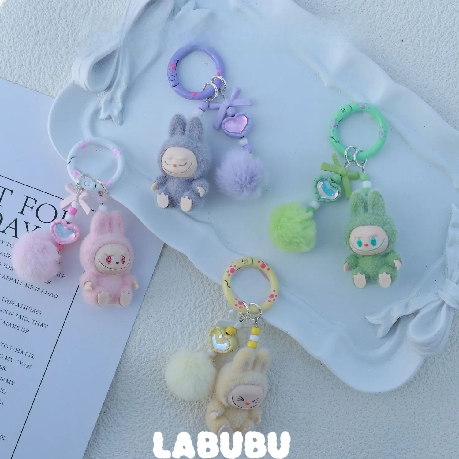 Labubu Bag Hanging Keychain Phone Hanging Chain Girlfriend And Best Friend Gift Ins Alloy Cute Granule