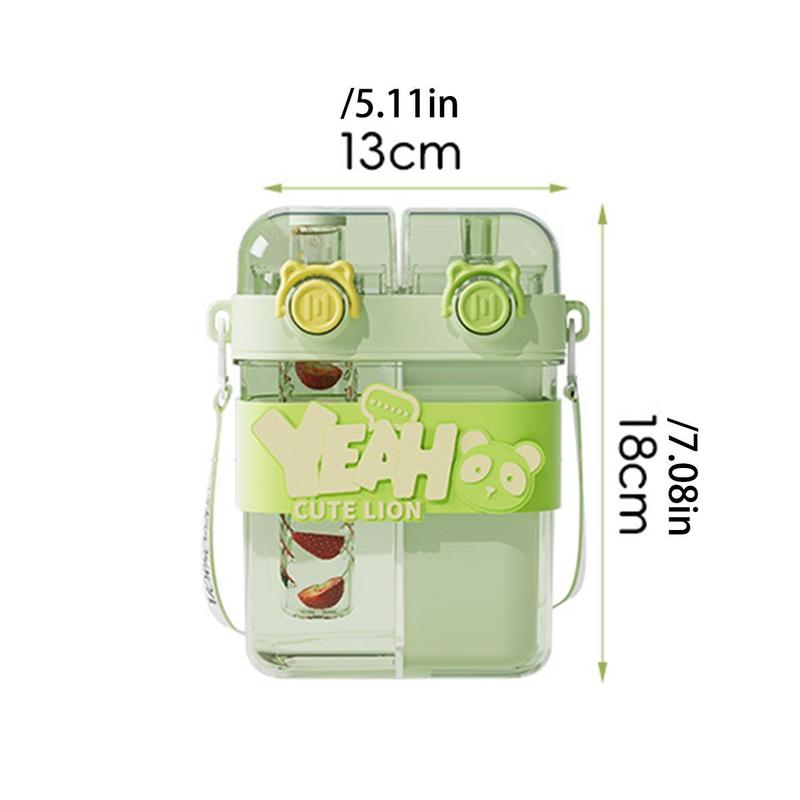 Product Introduction of 2025 Summer New Children's Water Bottle Student Double Drinking Straw Bottle Cute Cartoon Water Bottle Outdoor Portable Cup 22