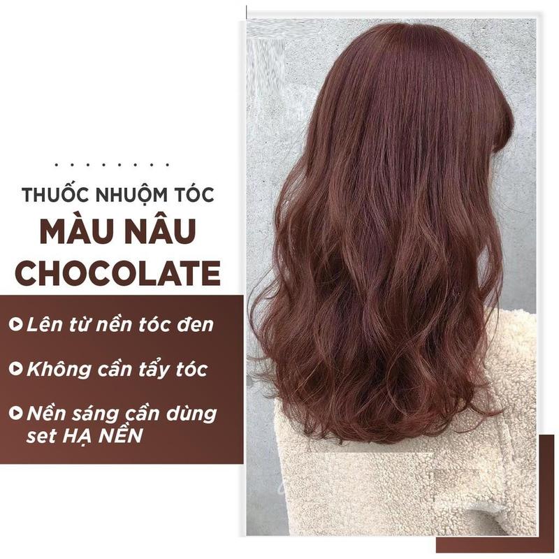 Thuốc nhuộm tóc màu nâu chocolate - socola không cần tẩy lên từ nền tóc đen tự nhiên