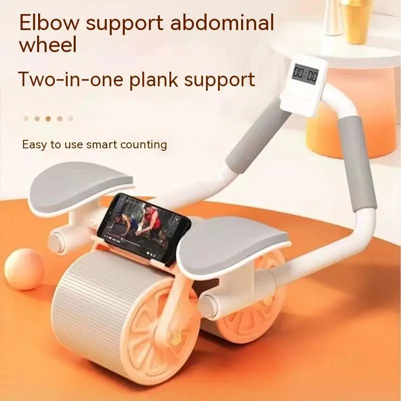 Ab Roller Plank Trainer Push Up Healthy Abdominal Wheel Automatic Rebound Abdominal Muscle Training Household Model With Timer Free Knee Pad